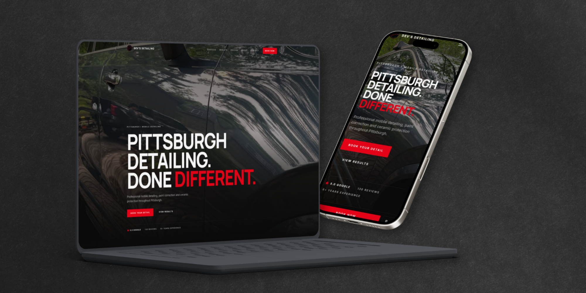 Custom website design shown on a laptop and phone